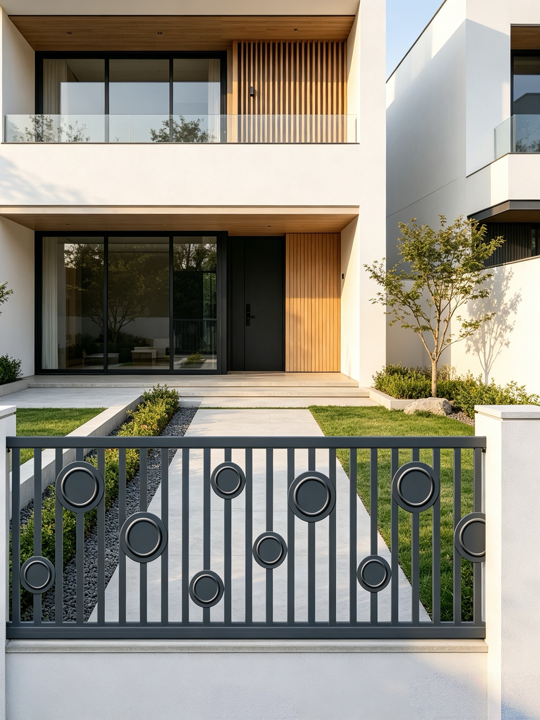 Round Custom Outdoor Aluminum Fence - Minimalist Villa Railing