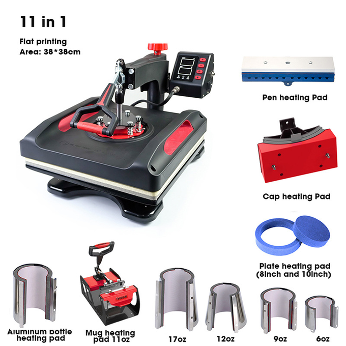 12 In 1 Combo Heat Press Machine 15X15 T Shirt Printing Machine 38*38cm Flat Press Machine