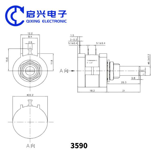 Bones wxd3590 10 Tours 5k 10k 20k 50k 100K Potentiomètre de retour de ressort