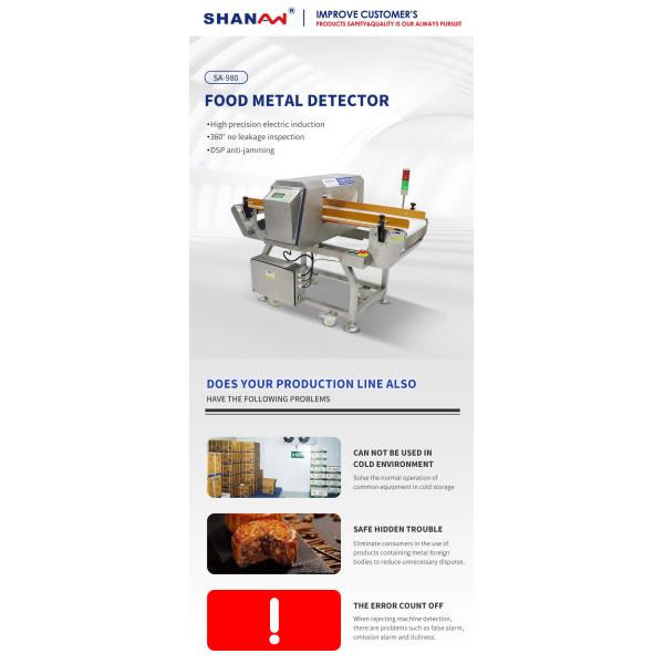 Detector de cinta transportadora detector de metal de carne de res detector de pollo detector de metal de café detector de metal de granos