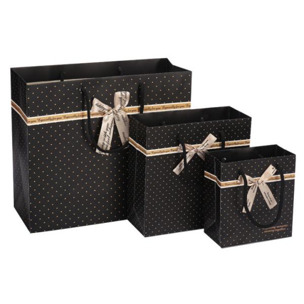 Chinese Factory Sales Korean Black Spotted Gift Bags Paper Bags Handbags Bags Gift Bags