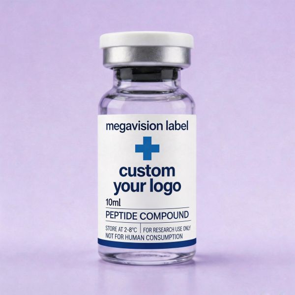 Custom Factory 3ml 5 ml 7ml 10 ml Vial Labels Lab Research Peptide Vinyl Stickers for Vial Glass Bottle Healthcare Packaging