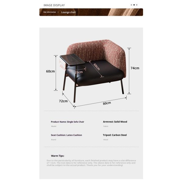 Nordic Single Office Negotiation Chair with Latex Cushion and Wooden Armchair Leisure Accent Chair for Meeting Living Room