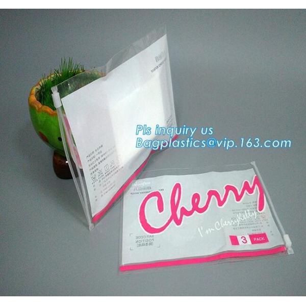 Transparent bottom gusset slider k pvc zipper bags with holding loop, slider biodegradable zipper bag, slider zip