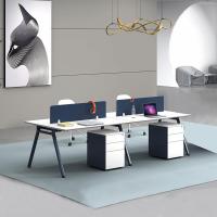 Workstation Desk Office Furniture Blue Wooden Workstation 4 Seat Office Computer Desk