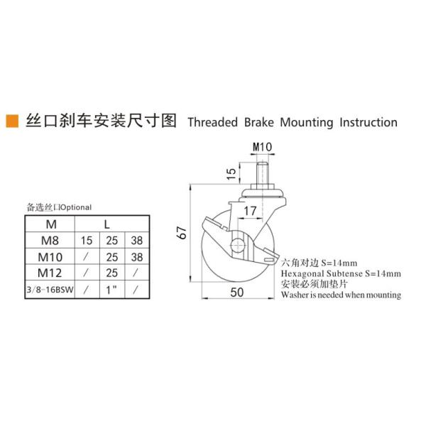 EDL Mini ruedas de ruedas 2 pulgadas 30 kg TPE por girar y freno movimiento silencioso