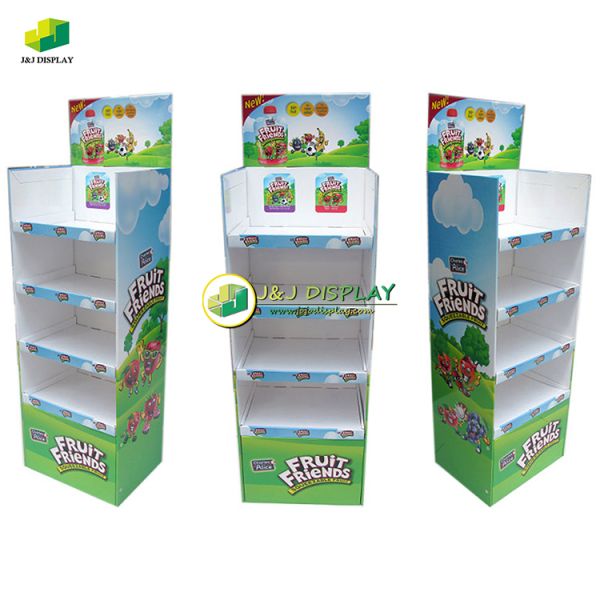 Customized Fruit Juice Display Stand FSDU Retail Shelf Rack Drinks Floor Display Stand
