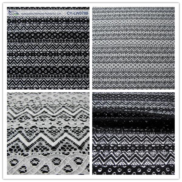 Jacquard Nylon Cotton Corded Lace Fabric For Garment Material SGS BV ITS CY-LW0788