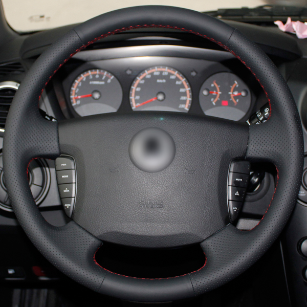 Genuine Leather Custom Steering Wheel Cover Carbon Fiber for Ssangyong Actyon Kyron