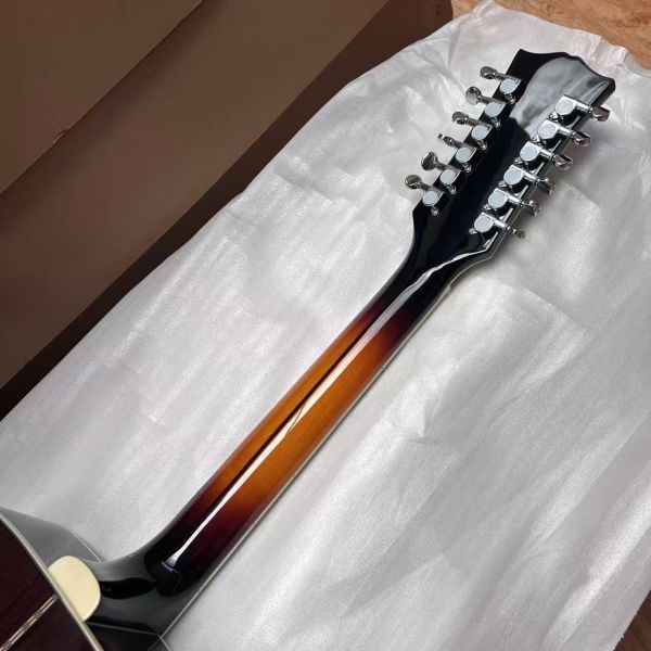 AAAAA 43 inch solid spruce top sj200 jumbo body maple back side acoustic guitar bone nut in cherry sunburst