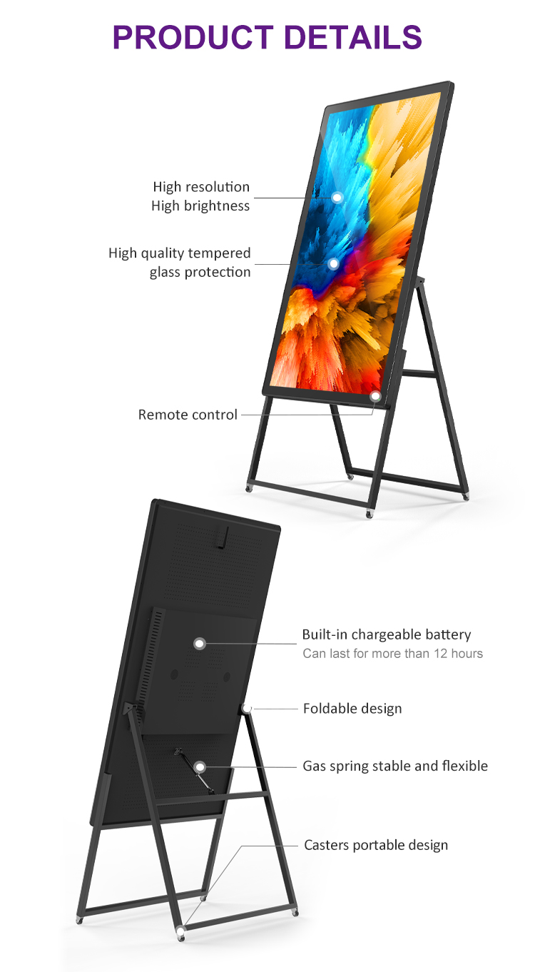 Signage цифрового дисплея Usb экрана Lcd касания киоска данным по Powerd батареи складной
