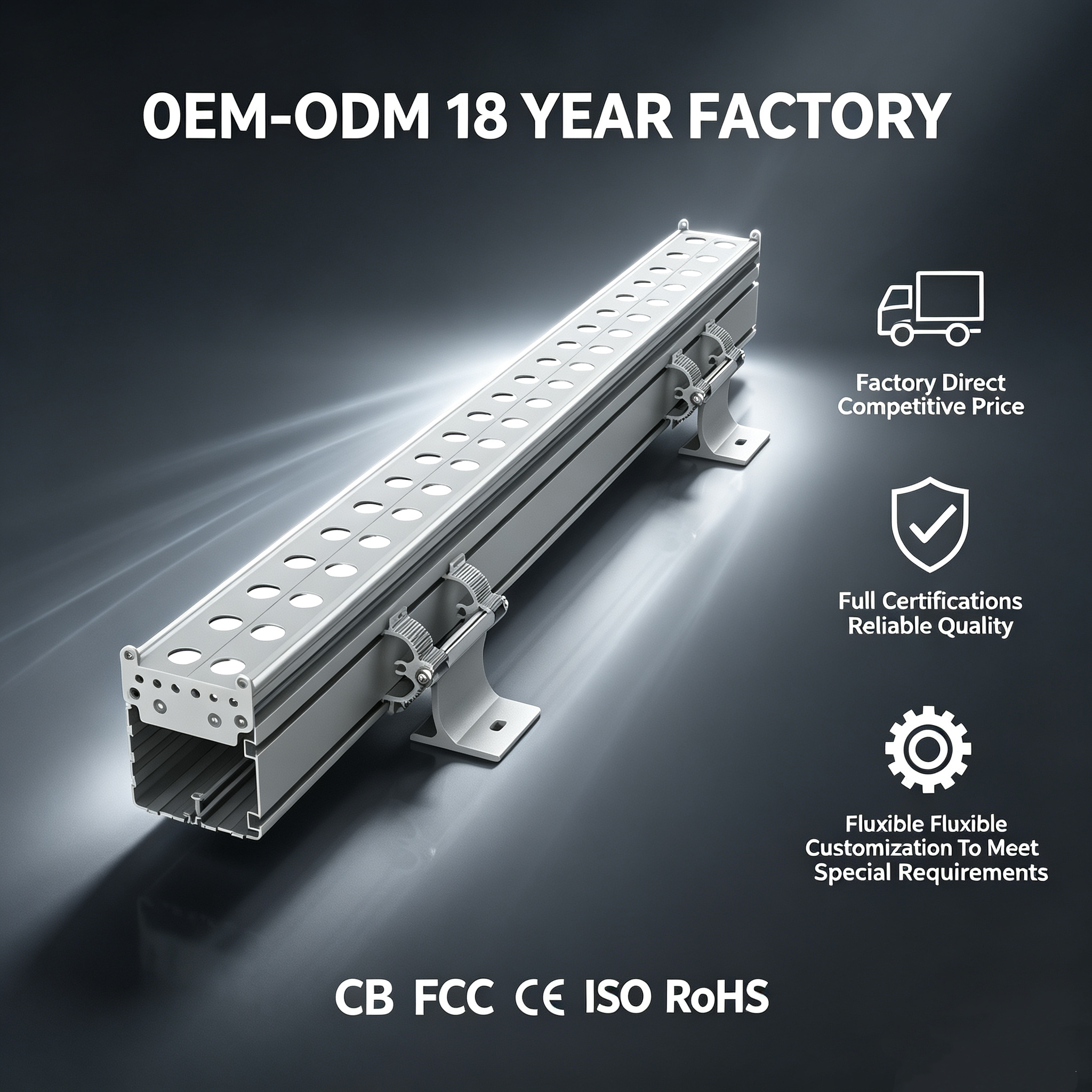 Linear LED Wall Washer Light For Building Facade , Weatherproof Wall Wash Landscape Lighting
