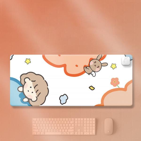 Cute Animal PU Leather Office and Home Warm Table Desk Mouse Pads Custom Heating mouse pad