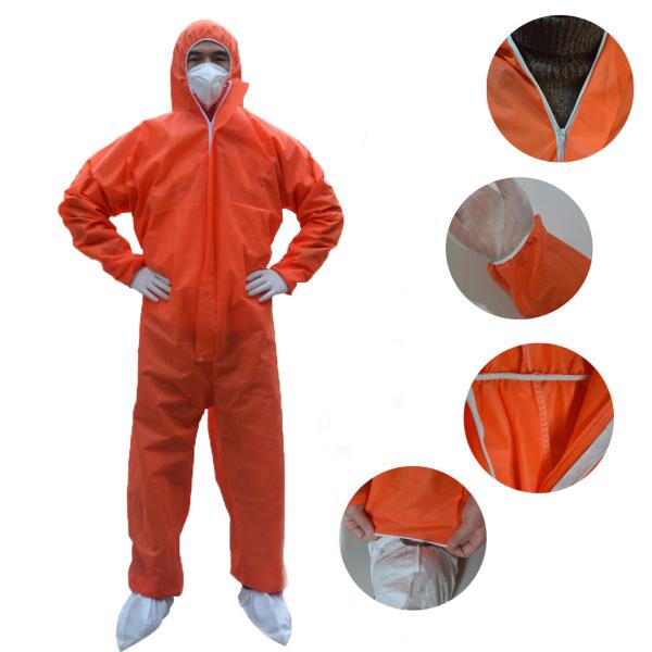 Full Body PPE 60GSM Disposable Protective Clothing with Zipper