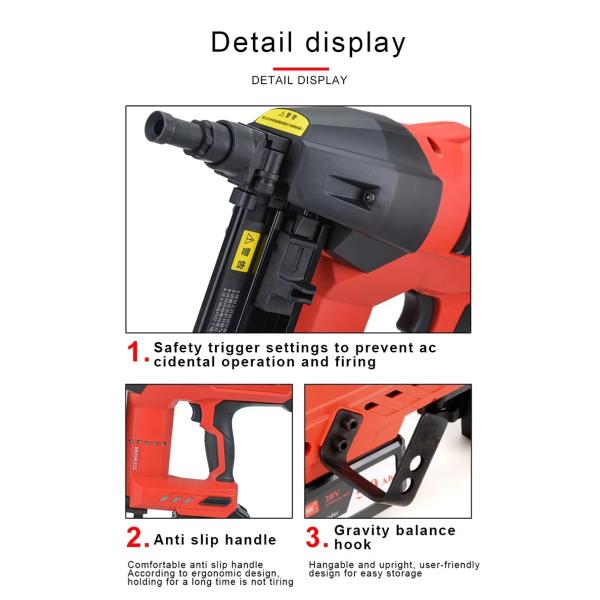 Industrial Grade Nail Gun with Large Capacity Battery 120V/60HZ Lithium Battery Powered