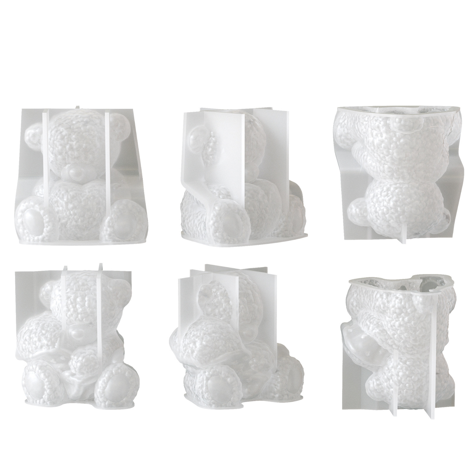 Cross border holding love roses couple teddy bear DIY aromatherapy gypsum candle ornament silicone mold