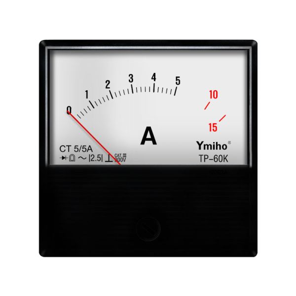 Ymiho TP-60K Analog AC Ammeter 0-5A/0-15A (CT 5/5A) for Welding Machines & Distribution Equipment