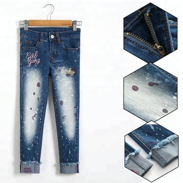 Slim Fit Kids Denim Clothes Children Jeans Pant Color Print Embroidered