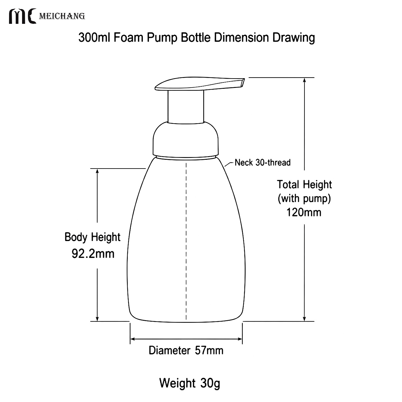 300ml Soft PE Oval Foaming Pump Bottle for Facial Cleanser（MC-1802）