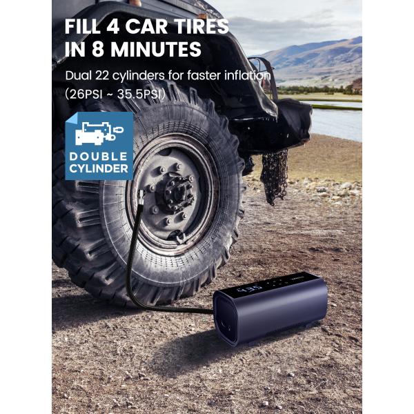 ABS PC Material 12V Dual Tire Inflators Portable Air Compressor for Car Tyre Inflator