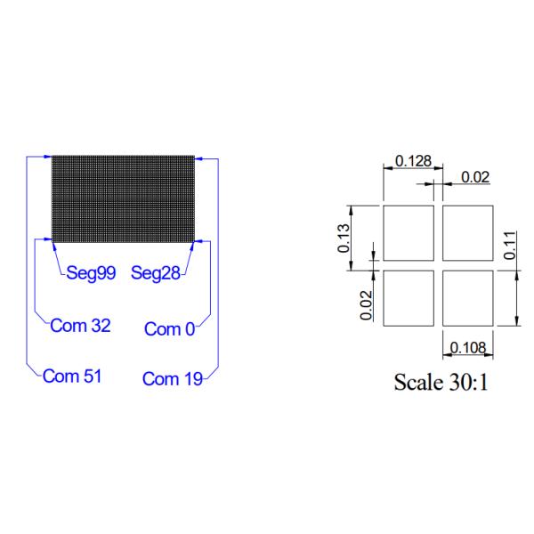 0.42'' 72x40 Monochrome OLED Display SSD1315 16 Pin 4 Wire SPI I2C White