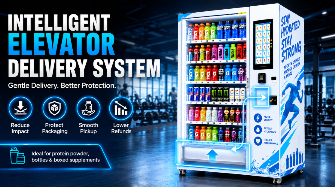 WEIMI Protein Supplement Vending Machine with Smart Elevator Delivery for Gyms & Fitness Centers