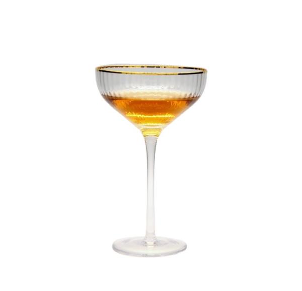 Personalize vidros de Rim Optical Stripes Crystal Cocktail do ouro