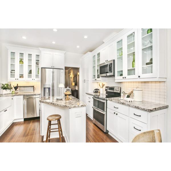 Custom North American Melamine Board Glossy White Shaker Kitchen Cabinets Flat Pack