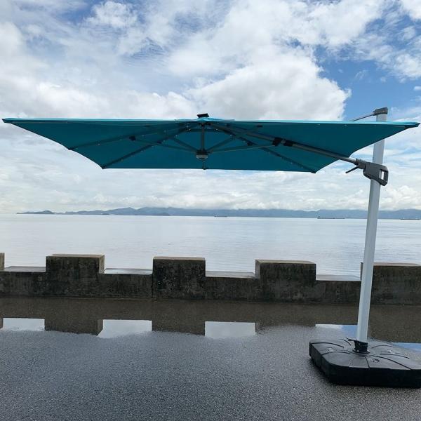 Big Patio Parasol Outdoor Aluminium Cantilever Restaurant Umbrella Sonnenschirm Garten Mit Led