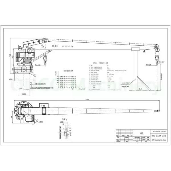 25t 20m Marine Cranes Fixed Jib Cargo knuckle boom offshore Lifting