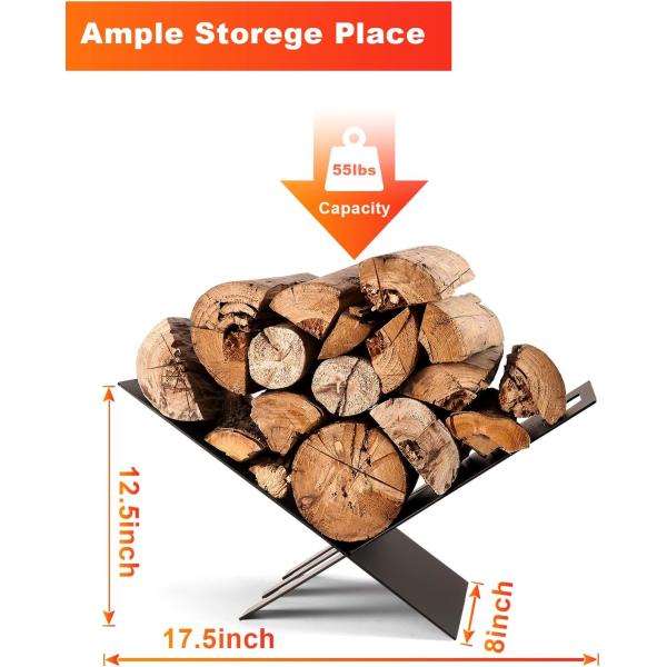 Камин Древесина Хранилищная рама Крепление Черное Покрытие Силы Внутренний Хранитель бревна для наружного использования