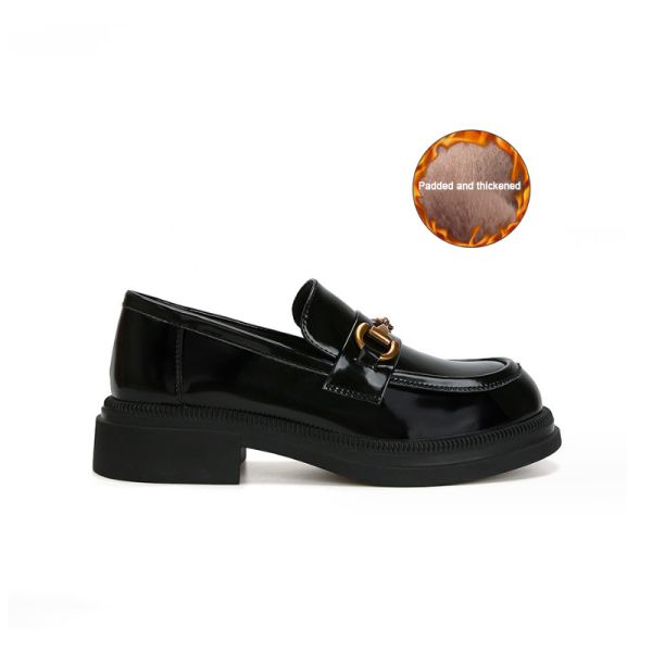 Women Thick Soled British Small Leather Shoes Flat Shoes Casual Shoes