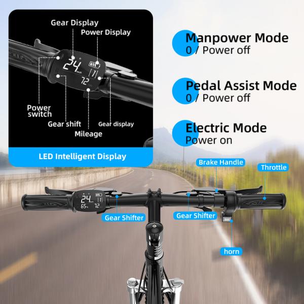 26in Lightweight Electric Hybrid Bike 400W 125kg Maximum Loading