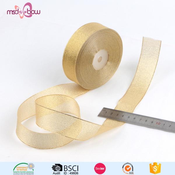 Fabric Type Satin Ribbons in Silver and Gold Glitter Metallic Perfect for Crafting