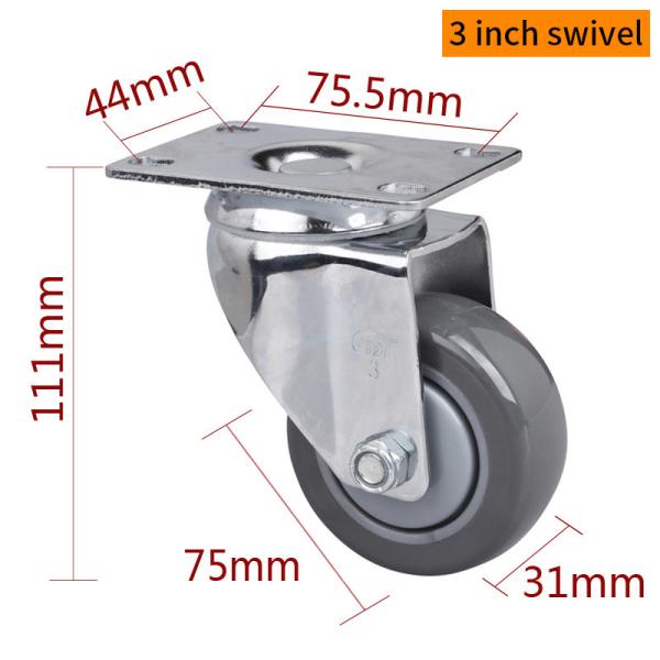 ISO9001 Industrial Plate Mount Caster Wheels 3 inch 75mm  5723P-77