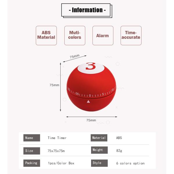 Mini Billiards Cute Kitchen Timer , Kitchen Cooking Timers 10*9cm ABS Material