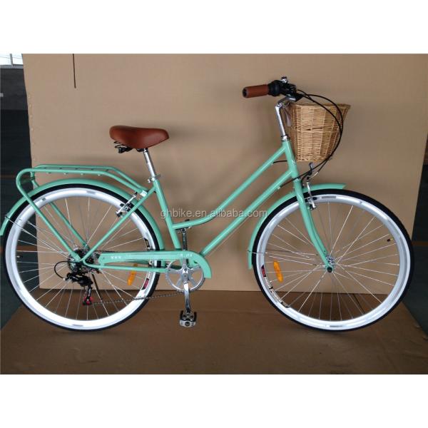 Vintage Lady Bike with Basket Red Color Low Step Through Hybrid 5 Speed Comfort Cruiser