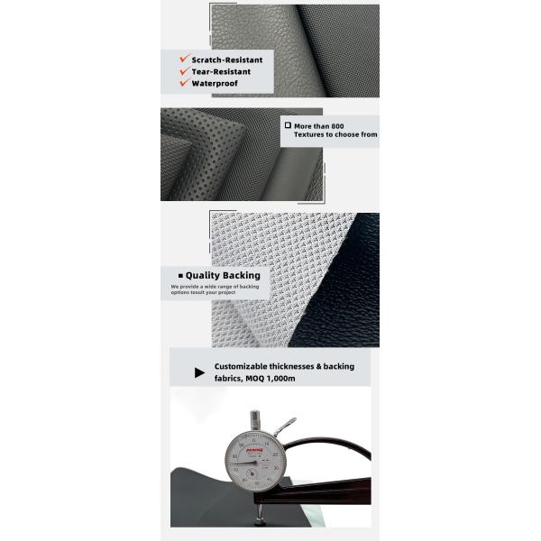 Pvc en relieve Varios Litchi Punch Pinhole Texturas de cuero sintético artificial para silla Sofá de automóvil Pies de cuero falso