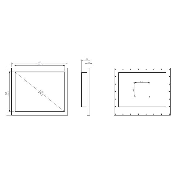 17 дюймовая панель из нержавеющей стали ПК касание с перчаткой / 4 мм закаленное стекло