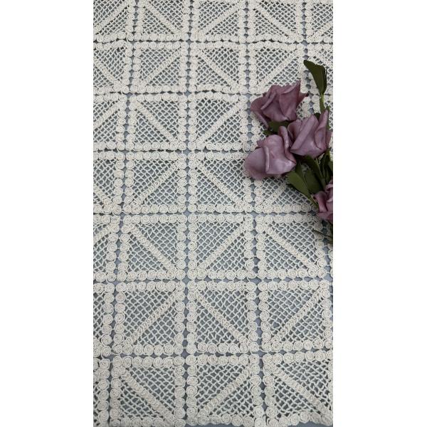 Tela de encaje con cordón y hojas 100% algodón, diseño de ventanas para vestidos de noche y ropa de niña