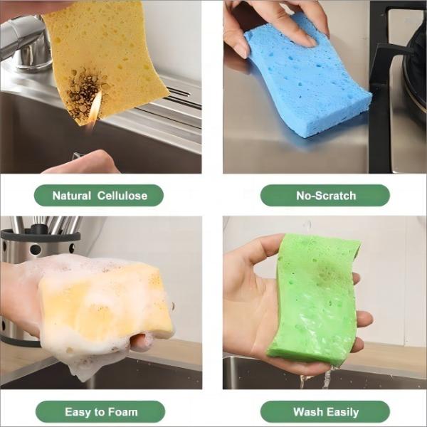 OEM ODM DH-A5-12 Custom Natural Vegetal Cellulose limpeza esponja fina para lavatório de cozinha