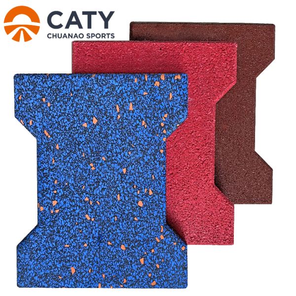 Recycled Rubber Interlocking Rubber Pavers with Anti Slip Surface and 20-50mm Thickness for Outdoor Use