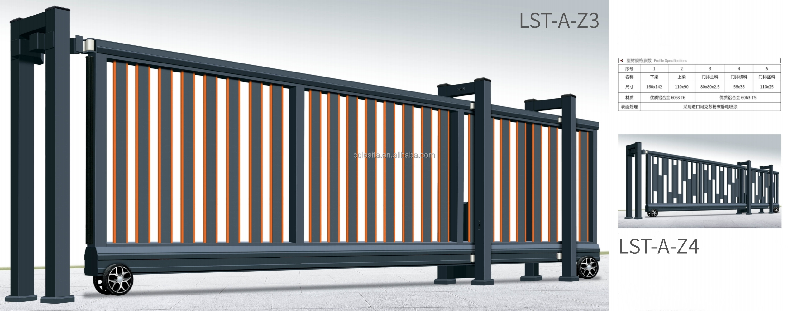 Industrial Aluminum Alloy Automatic Sliding Gate with Smart Electric Motor for Retractable Driveway Main Gate