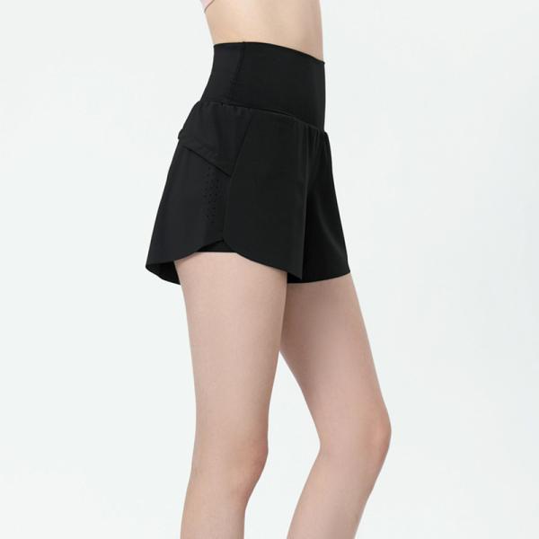 Фабрика OEM Производитель Пользовательский логотип Высокая талия Эластичная талия Быстросохнущая фитнес-шорты с защитой от опустошения