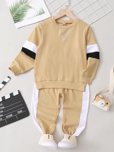 Children'S Outfit Sets Boy'S Color Block Tracksuits Children'S Cotton Sports Suit