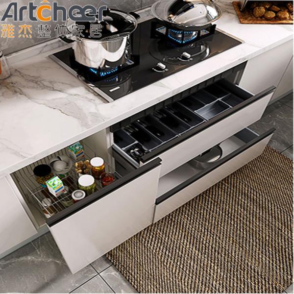 Белый цвет U-образный кухонный шкаф WPC материал индивидуальный размер для современного домашнего изготовления