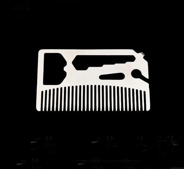Custom cool innovative men gift, engrave logo stainless steel unique design multi function beard comb bottle opener