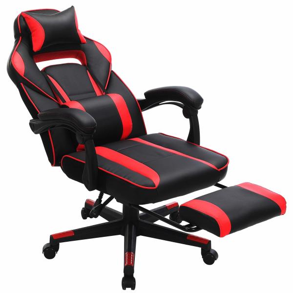 Racing Gaming Chair with Footrest Tilt Mechanism and Lumbar Support Swivel Chair Style