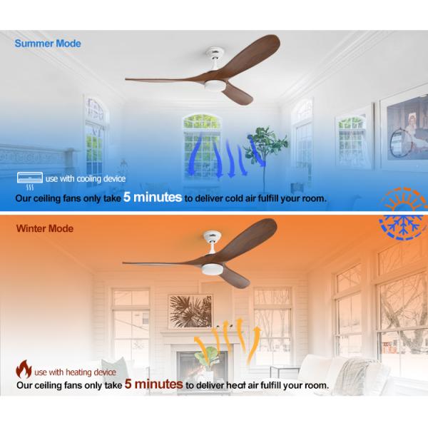 1stshine Hotel Decorativo LED ventilador de teto com iluminação dimmable e lâminas de madeira