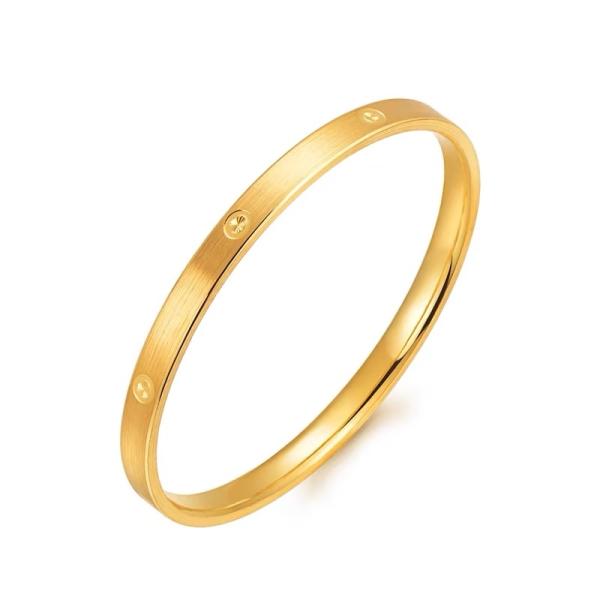 Women's Luxury 10K 14K 18K Gold Round Shape Bangle with Diamond Inset with Classic Romantic Style Wedding Parties IGI Certified